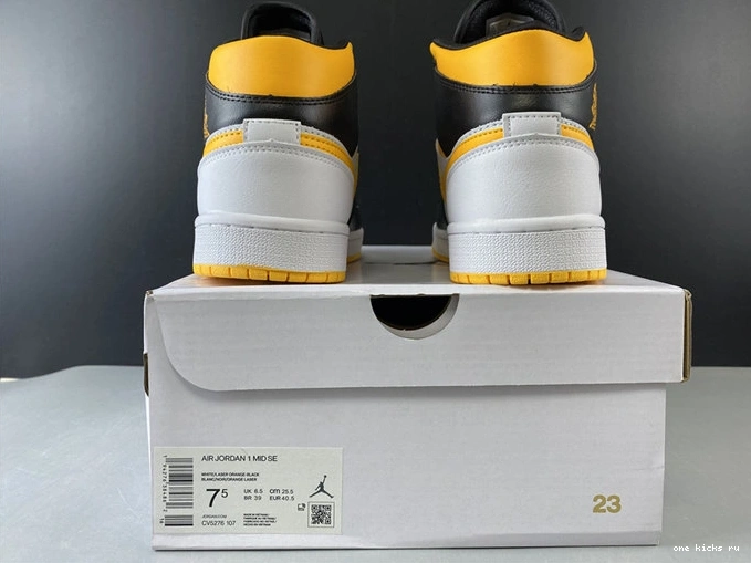 Cheap Durable CV5276- black white yellow 3758 Jordan1 Mid 1028